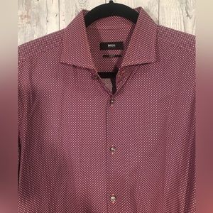 Hugo Boss grey, red and blue shirt